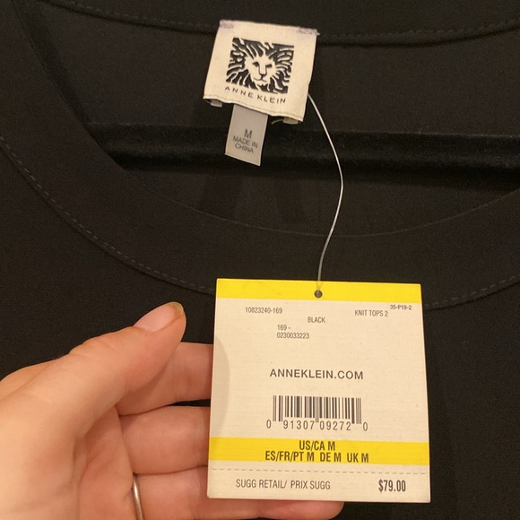 Anne Kline blouse with sheer sleeves size medium in black, loose fit - Picture 3 of 6